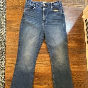 MOTHER Blue Ankle Cropped Jeans